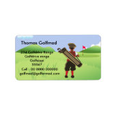 おもしろいパーソナライズされたゴルファーがゴルフ場に出る ラベル (正面)