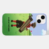おもしろいパーソナライズされたゴルファーがゴルフ場に出る Case-Mate iPhoneケース (裏面 (横))