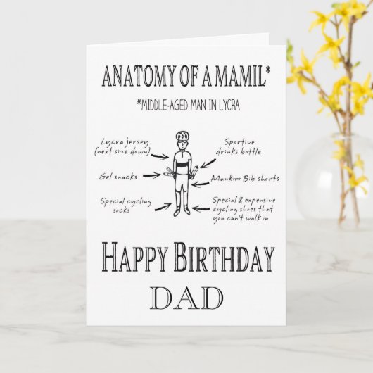 おもしろいパーソナライズされたサイクリング誕生日カードMAMIL カード (黄色い花)