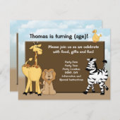 おもしろいパーソナライズされたジャングル誕生日パーティーの招待 招待状 (正面/裏面)