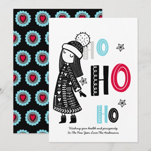 おもしろいパーソナライズされたスカンジナビアモダンクリスマス 招待状 (正面/裏面)