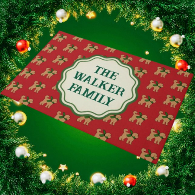 おもしろいパーソナライズされたタンドードルドッグレッド ドアマット (Welcome family and friends with this personalized door mat!)