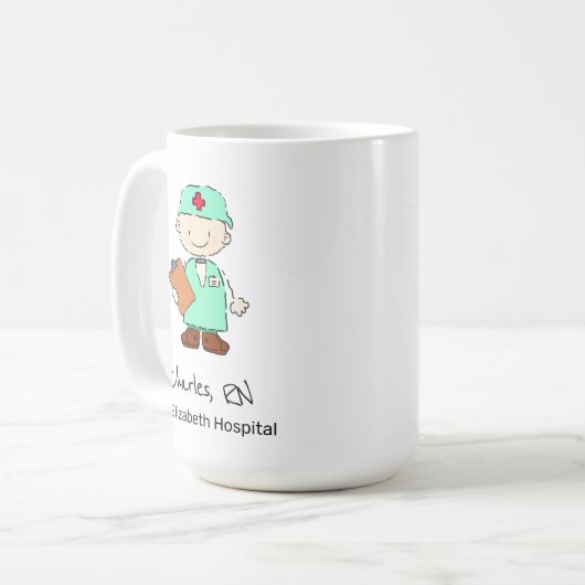 おもしろいパーソナライズされたナースドクターイラストレーション漫画 コーヒーマグカップ (正面左)