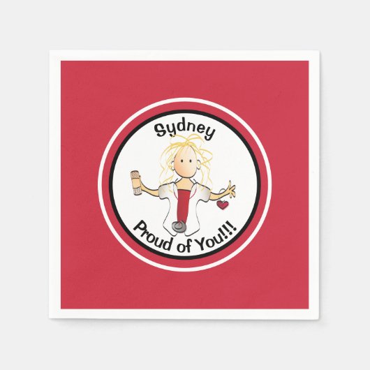 おもしろいパーソナライズされたナース スタンダードカクテルナプキン (正面)