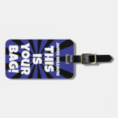 おもしろいパーソナライズされたバッグアテンションブルー旅行 ラゲッジタグ (正面横)