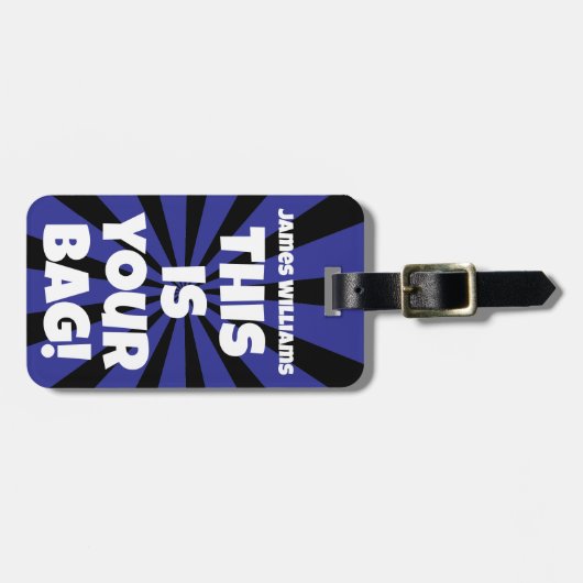 おもしろいパーソナライズされたバッグアテンションブルー旅行 ラゲッジタグ (正面横)