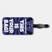 おもしろいパーソナライズされたバッグアテンションブルー旅行 ラゲッジタグ (裏面横)