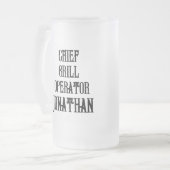 おもしろいパーソナライズされたパパクラブチーフグリル操作員 フロストグラスビールジョッキ (正面左)