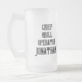 おもしろいパーソナライズされたパパクラブチーフグリル操作員 フロストグラスビールジョッキ (左)