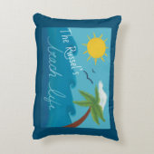 おもしろいパーソナライズされたビーチライフ(パームツリーと海) アクセントクッション (裏面(縦))