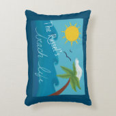 おもしろいパーソナライズされたビーチライフ(パームツリーと海) アクセントクッション (正面(垂直))