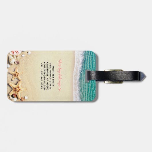 おもしろいパーソナライズされたビーチ夏バッグ注意 ラゲッジタグ (裏面横)