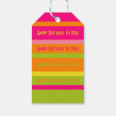 おもしろいパーソナライズされたピンク、ライム、オレンジ、黄色 ギフトタグ (裏面)