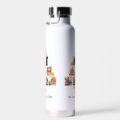 おもしろいパーソナライズされたファミリークリスマス11フォトコラージュ ウォーターボトル (右面)