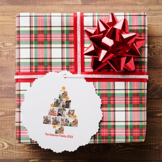 おもしろいパーソナライズされたファミリークリスマス11フォトコラージュ オーナメントカード (インサイチュ (ギフト))