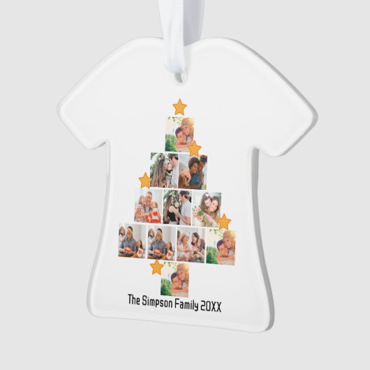 おもしろいパーソナライズされたファミリークリスマス11フォトコラージュ オーナメント (正面)