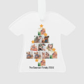 おもしろいパーソナライズされたファミリークリスマス11フォトコラージュ オーナメント (裏面)