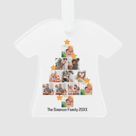 おもしろいパーソナライズされたファミリークリスマス11フォトコラージュ オーナメント (裏面)