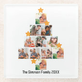 おもしろいパーソナライズされたファミリークリスマス11フォトコラージュ ガラスコースター (正面)