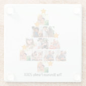 おもしろいパーソナライズされたファミリークリスマス11フォトコラージュ ガラスコースター (裏面)