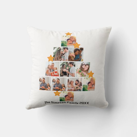 おもしろいパーソナライズされたファミリークリスマス11フォトコラージュ クッション (裏面)