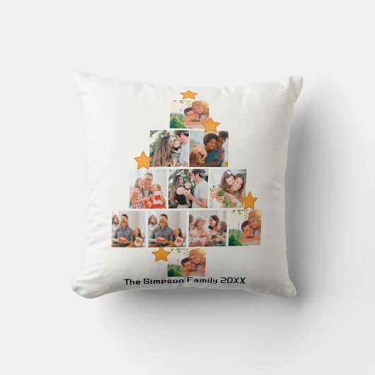 おもしろいパーソナライズされたファミリークリスマス11フォトコラージュ クッション (正面)