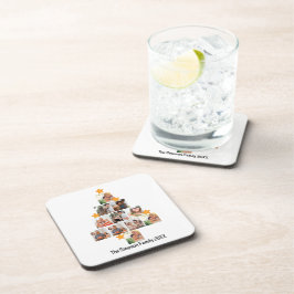 おもしろいパーソナライズされたファミリークリスマス11フォトコラージュ コースター