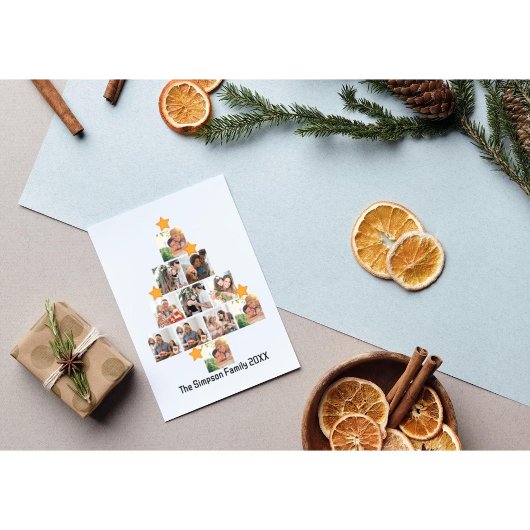 おもしろいパーソナライズされたファミリークリスマス11フォトコラージュ シーズンカード