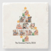 おもしろいパーソナライズされたファミリークリスマス11フォトコラージュ ストーンコースター (正面)