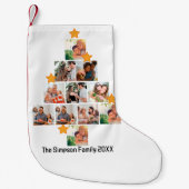 おもしろいパーソナライズされたファミリークリスマス11フォトコラージュ スモールクリスマスストッキング (正面)