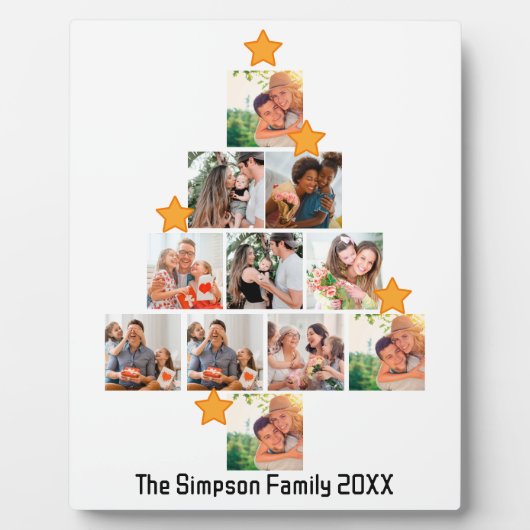 おもしろいパーソナライズされたファミリークリスマス11フォトコラージュ フォトプラーク (正面)