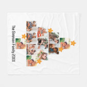 おもしろいパーソナライズされたファミリークリスマス11フォトコラージュ フリースブランケット (正面(横))