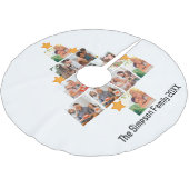 おもしろいパーソナライズされたファミリークリスマス11フォトコラージュ ブラッシュドポリエステルツリースカート (アングル)