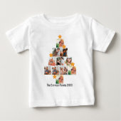 おもしろいパーソナライズされたファミリークリスマス11フォトコラージュ ベビーTシャツ (正面)