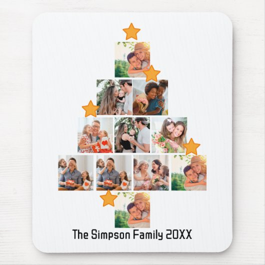 おもしろいパーソナライズされたファミリークリスマス11フォトコラージュ マウスパッド (正面)