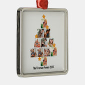 おもしろいパーソナライズされたファミリークリスマス11フォトコラージュ メタルオーナメント (右)