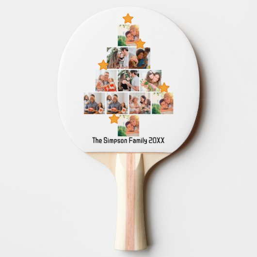 おもしろいパーソナライズされたファミリークリスマス11フォトコラージュ 卓球ラケット (裏面)