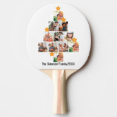 おもしろいパーソナライズされたファミリークリスマス11フォトコラージュ 卓球ラケット (正面)