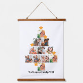 おもしろいパーソナライズされたファミリークリスマス11フォトコラージュ 吊り下げ型タペストリー (正面)