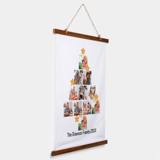 おもしろいパーソナライズされたファミリークリスマス11フォトコラージュ 吊り下げ型タペストリー (傾斜あり)