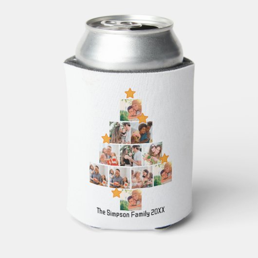 おもしろいパーソナライズされたファミリークリスマス11フォトコラージュ 缶クーラー (缶裏面)