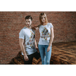 おもしろいパーソナライズされたファミリークリスマス11フォトコラージュ Tシャツ