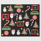 おもしろいパーソナライズされたファミリークリスマス ラッピングペーパー (フラット)