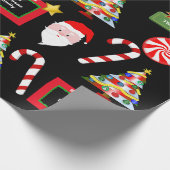 おもしろいパーソナライズされたファミリークリスマス ラッピングペーパー (角)