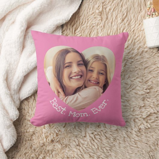 おもしろいパーソナライズされたフ最高のォトマムハートピンク クッション (ブランケット)