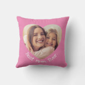 おもしろいパーソナライズされたフ最高のォトマムハートピンク クッション (裏面)