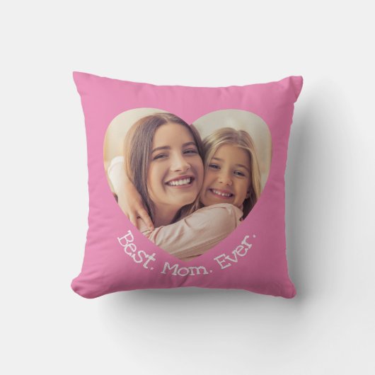 おもしろいパーソナライズされたフ最高のォトマムハートピンク クッション (正面)