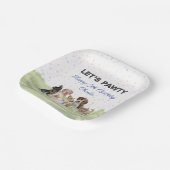 おもしろいパーソナライズされたブルーパピードッグバースデーパーティー ペーパープレート (傾斜あり)