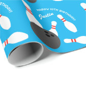 おもしろいパーソナライズされたボーリング誕生日パーティーテーマ ラッピングペーパー (ロールコーナー)