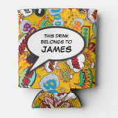 おもしろいパーソナライズされたモダン漫画本の音声バブル 缶クーラー (正面)